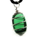 Green Obsidian Gemstone Spiral Pendant